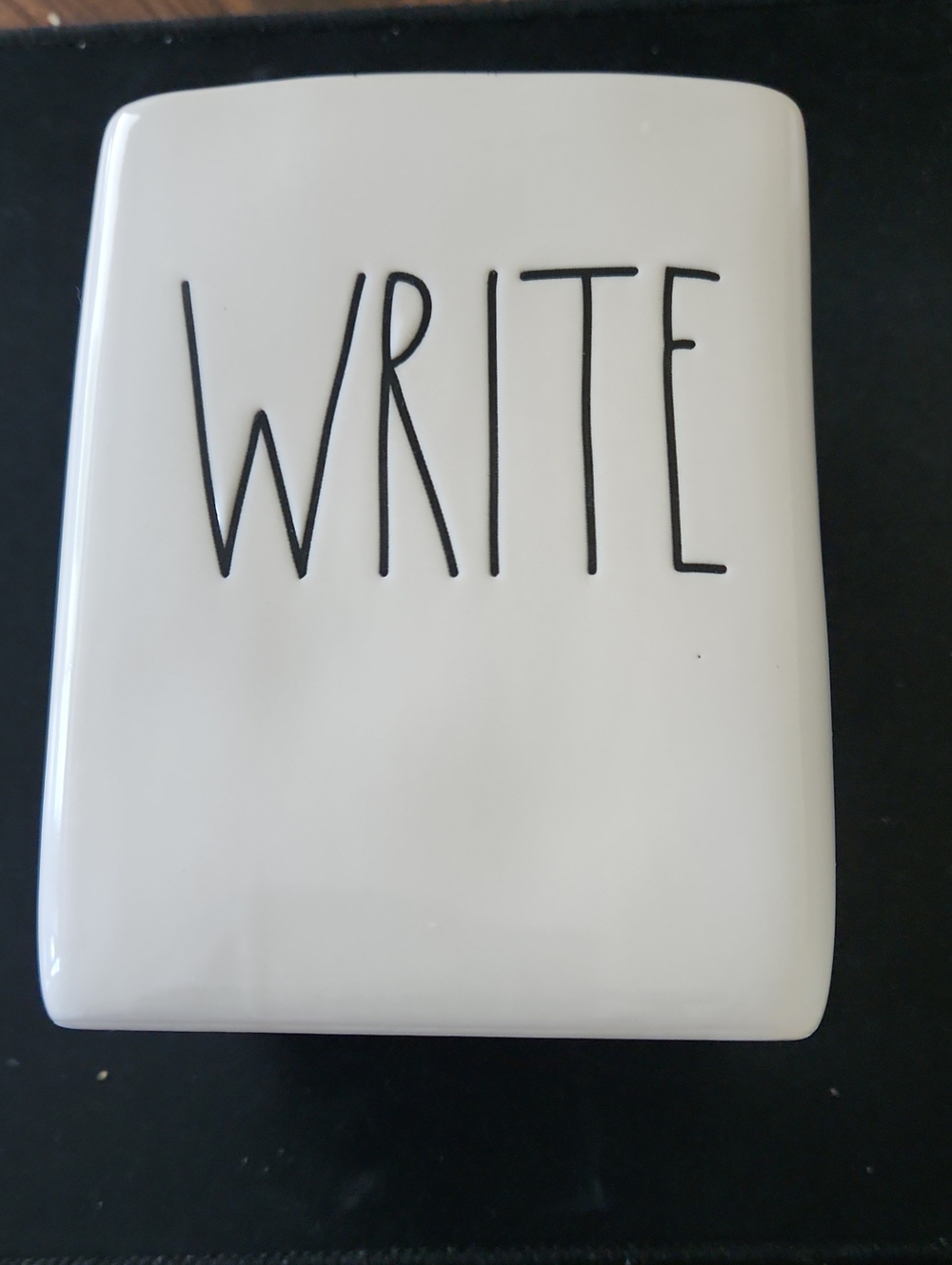 Black & White WRITE Ceramic Pen and Pencil Holder Canister Case Rea Dunn